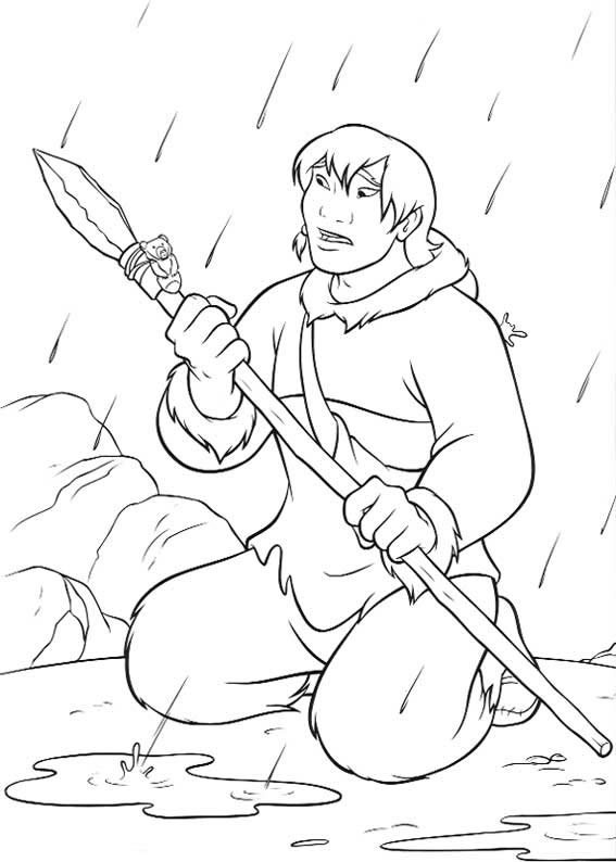 coloriage frere des ours le pisteur sous la pluie